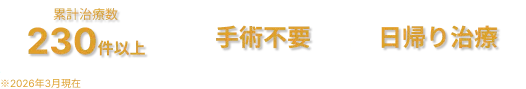 累計治療数230件以上、手術不要、日帰り治療
