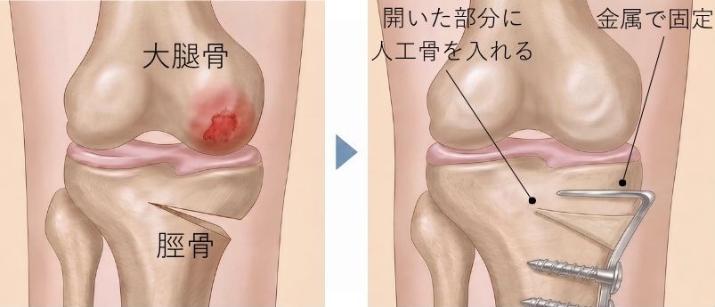 オープンウェッジ法のイラスト図